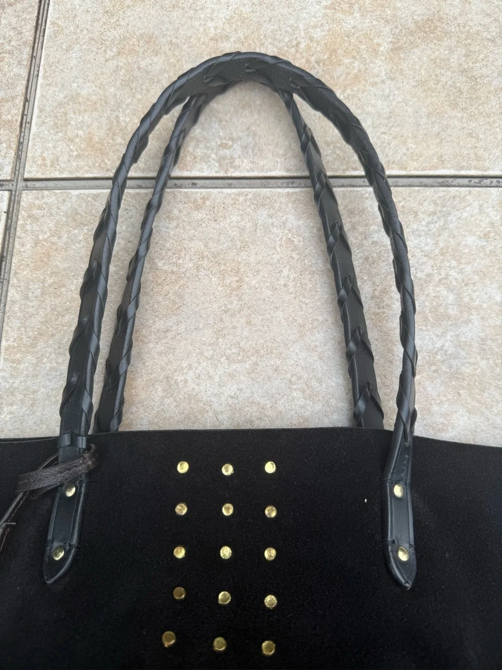 Kempton & Co.  Black Tote Bag with Gold Stud Accent - Women Bags
